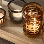 3R Studios Multi-Colored Glass and Wood Votive Candle Holder Tray Set thumbnail 4