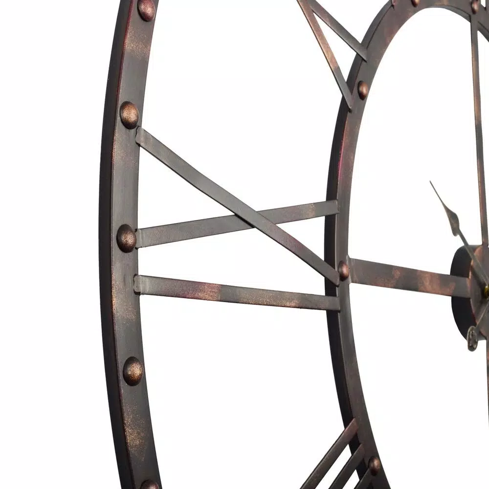 Utopia Alley Rivet Roman 45 in. Distressed Bronze Oversize Industrial Wall Clock