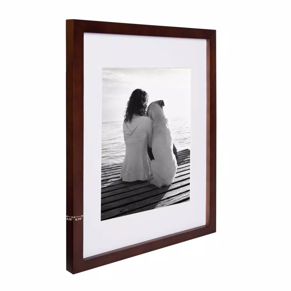 DesignOvation Gallery Wood Picture Frame Set, Walnut Brown, 11x14 in. Matted to 8x10 in. (Set of 4)