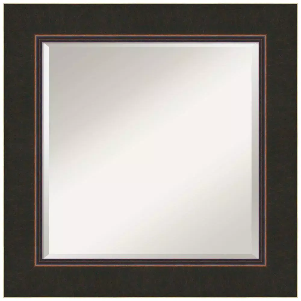 Amanti Art Milano 26 in. Square Beveled Edge Bathroom Vanity Mirror, Bronze Wood Frame