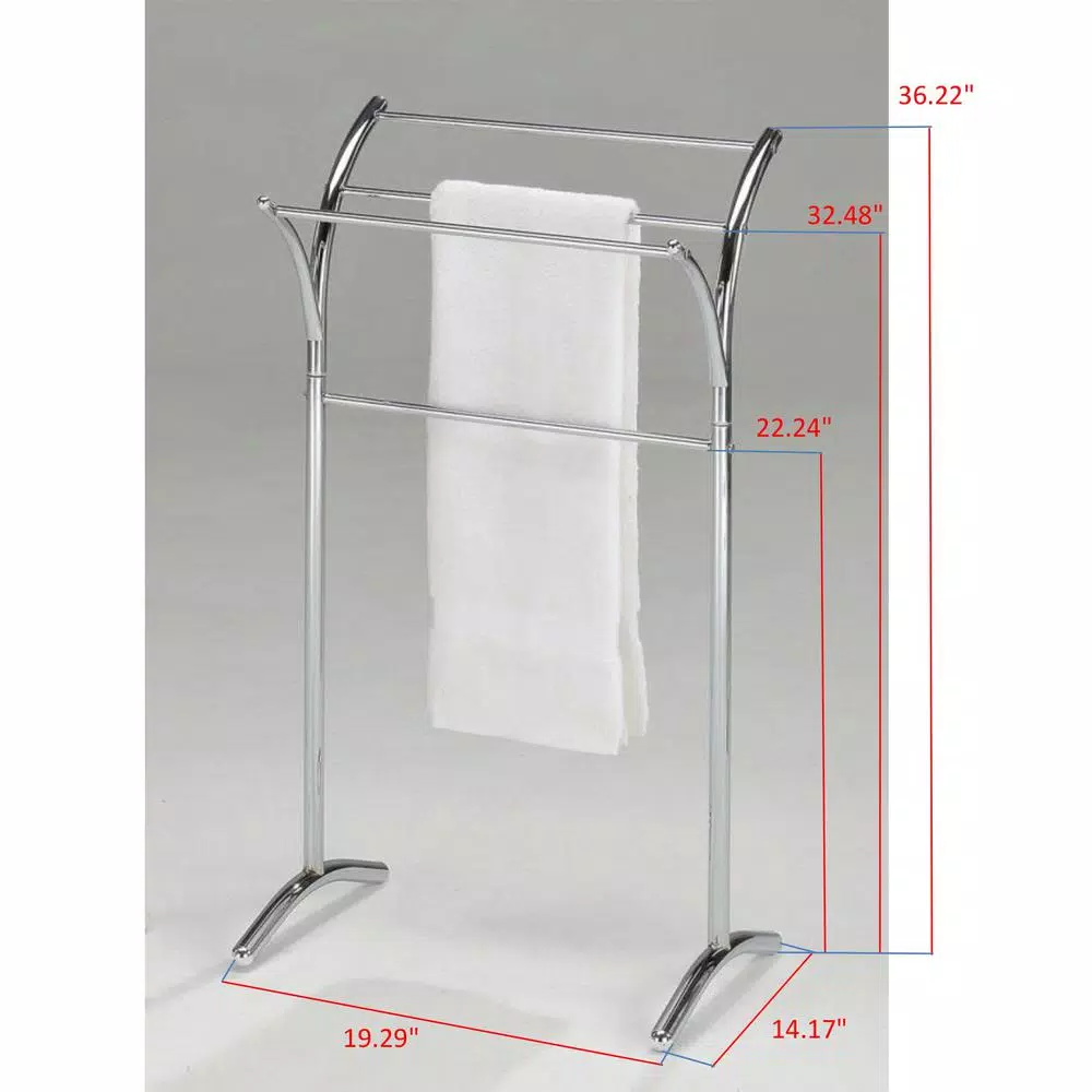 Kings Brand Furniture Minimalist 4-Bar Free-Standing Towel Rack in Polished Chrome