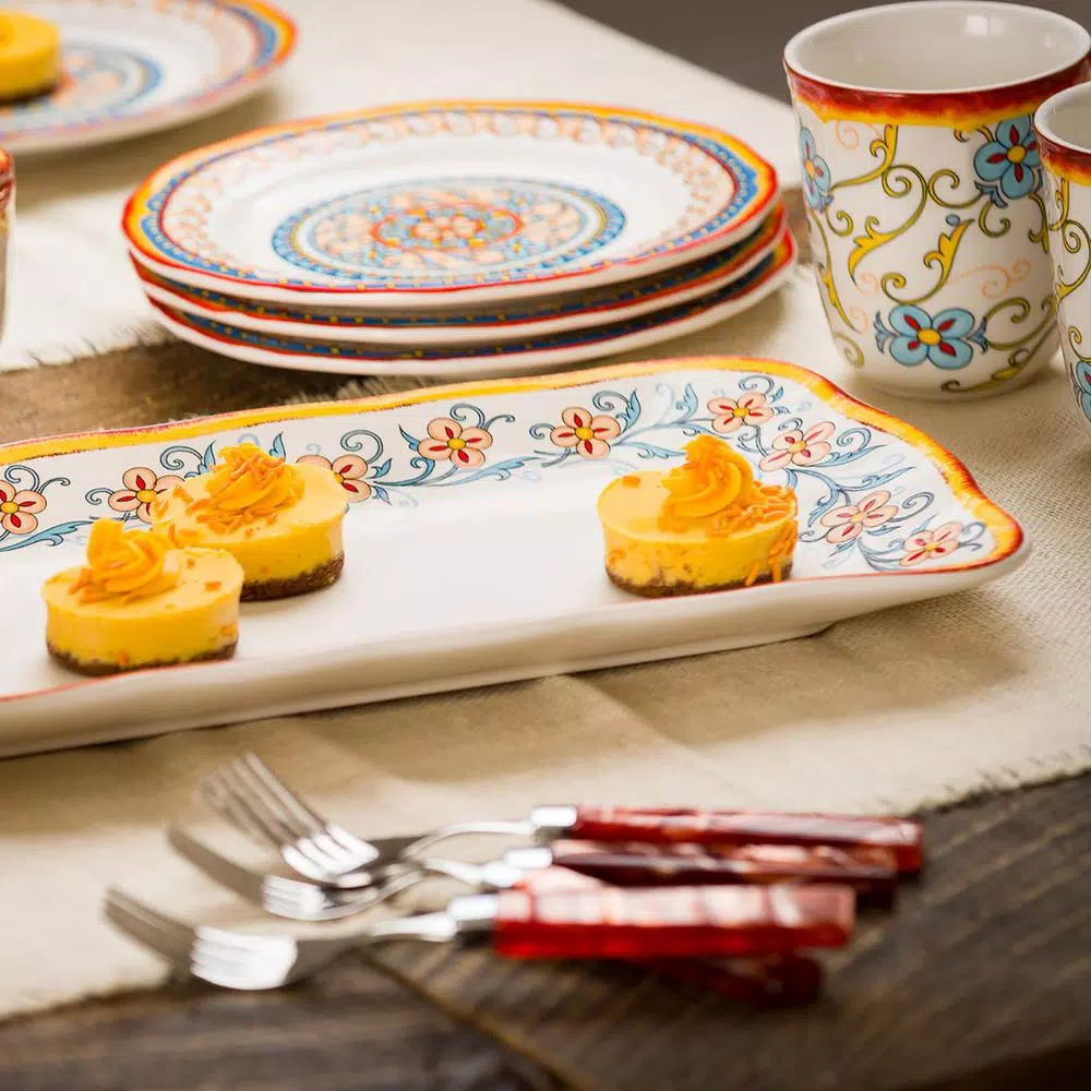 Euro Ceramica Duomo 16.75 in. Rectangular Stoneware Appetizer Platter