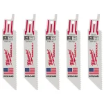Milwaukee 4 in. Metal Cutting Reciprocating Saw Blades, 10 TPI, 5-Pack thumbnail 1