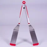 Chefright QuickScoop Brushed Stainless Steel Spatula Tongs with Silicone Edge, Red (Set of 2) thumbnail 2