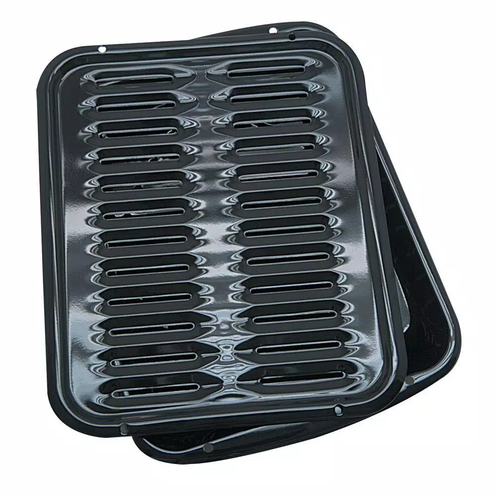 Range Kleen 2-Piece Heavy Duty Porcelain Broiler Pan Set, Black