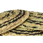 LITTON LANE Natural and Black Spiral Design Wicker Trays, Set of 3 thumbnail 3