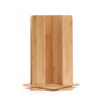 Mind Reader Bamboo 360° Rotating Cup and Lid Holder, 4-Compartment Organizer thumbnail 3