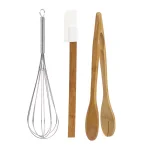 Basic Essentials 8-Piece Orange Ceramic Kitchen Utensil Set with Bamboo Utensils and Crock thumbnail 2