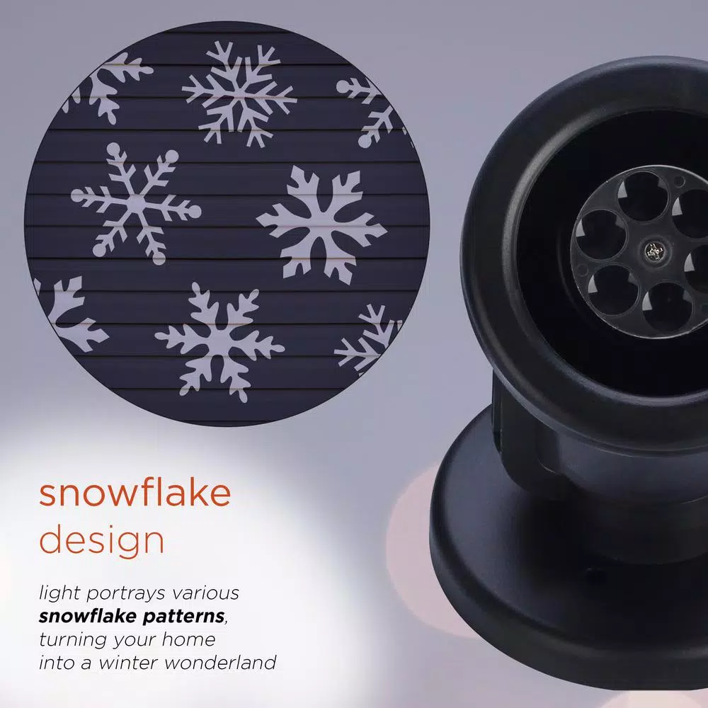Alpine Corporation Christmas Rotating Snowflake LED Projector, Cool White Lights