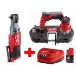 Milwaukee M12 12V Cordless Sub-Compact Band Saw and 3/8 in. FUEL Ratchet Combo Kit with 2.0Ah Battery and Charger thumbnail 1