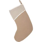 VHC Brands 15 in. Cotton Pearlescent Natural Tan Coastal Christmas Stocking thumbnail 2