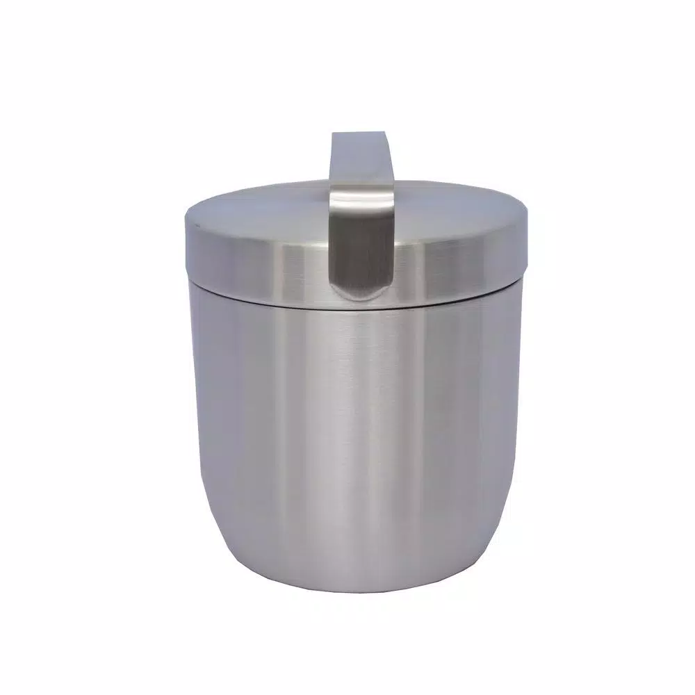 Unbranded Apple 6.75 in. Stainless Steel Ice Bucket with Lid, Matte Finish