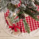 VHC Brands 21 in. Red Plaid Christmas Farmhouse Tree Skirt with Flannel Lining thumbnail 4