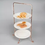 Creative Home 3-Tier Copper Plated Cake Stand & Dessert Display Rack, Handcrafted Iron Tiered Serving Tray thumbnail 5