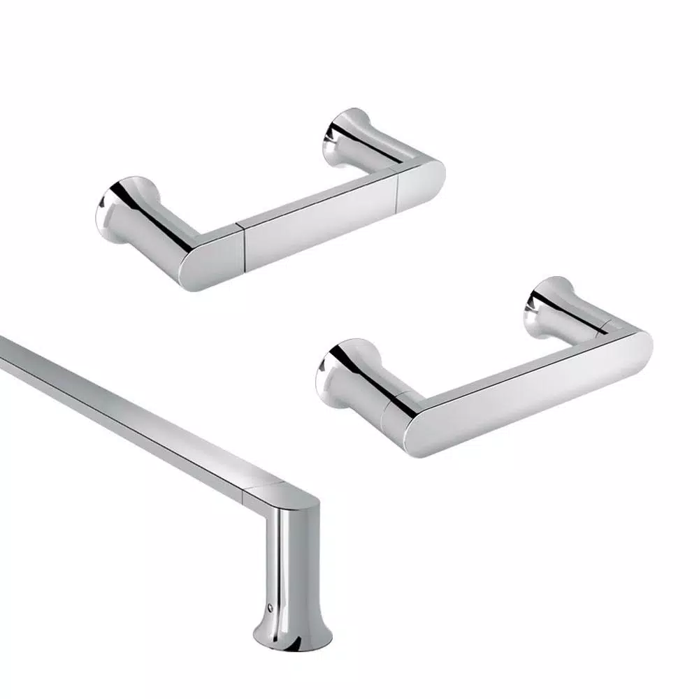 MOEN Genta 3-Piece Chrome Bath Hardware Set: 24 in. Towel Bar, Hand Towel Bar, and Toilet Paper Holder