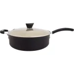 Ozeri Stone Earth 5.3 qt. Aluminum Ceramic Nonstick Sauce Pan with Glass Lid, Lava Black thumbnail 3