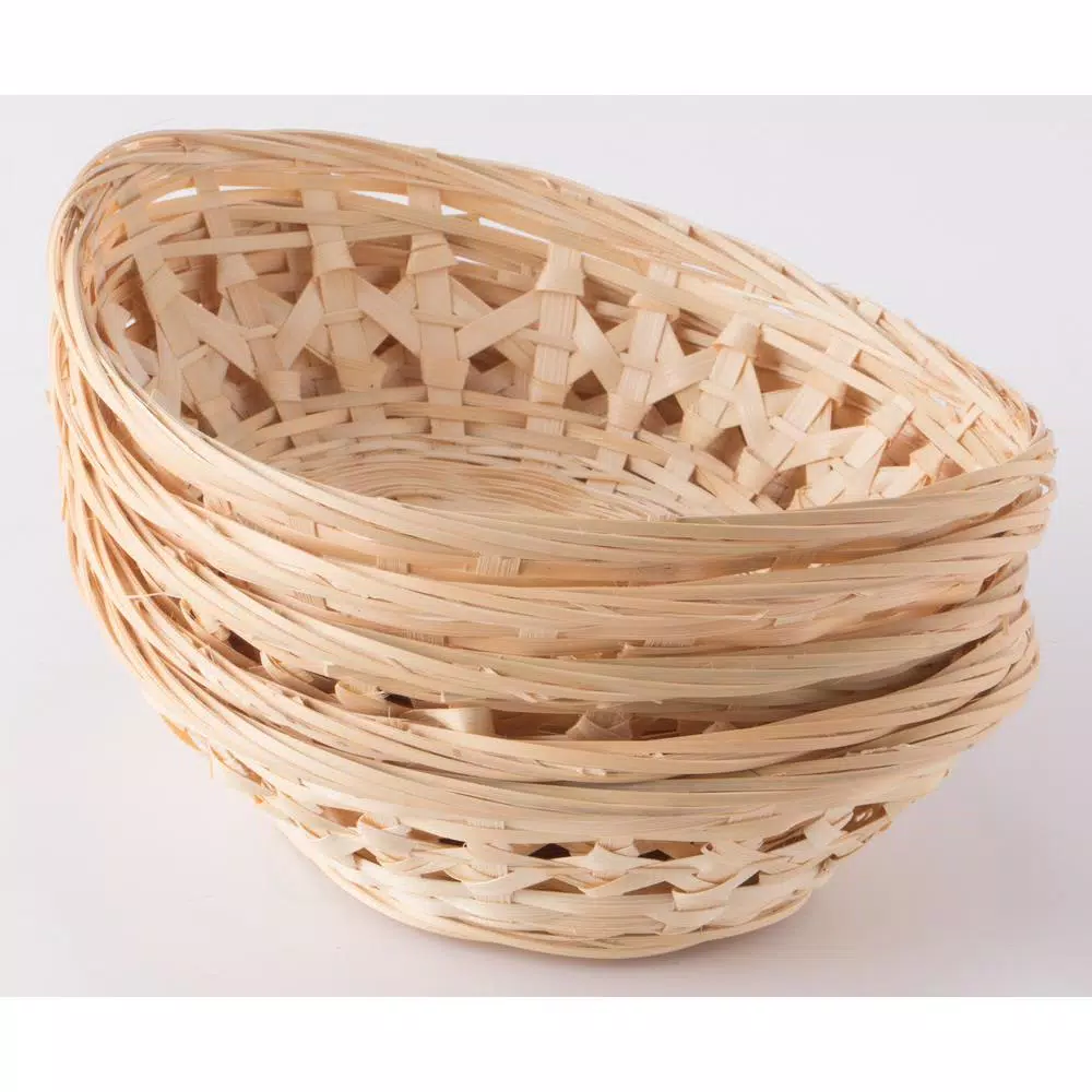 Vintiquewise Natural Bamboo Oval Storage Baskets and Bread Serving Trays, Set of 5