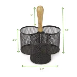 MIND READER 3-Section Black Metal Utensil Caddy, Large Capacity Cutlery & Flatware Organizer for Kitchen Countertop thumbnail 6