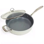 Chantal Induction 21 Steel 11.5 in. Stainless Steel Ceramic Nonstick Skillet with Glass Lid, Brushed Stainless Steel thumbnail 1