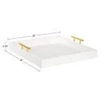 Kate and Laurel Lipton 16 in. White and Gold Decorative Wood Tray with Metal Handles thumbnail 4