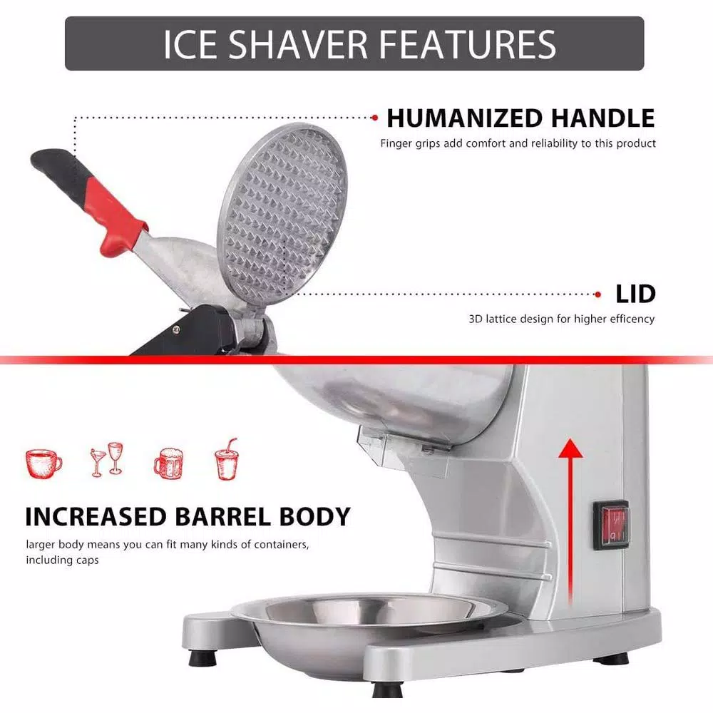 VIVOHOME 11 oz Electric Ice Crusher and Snow Cone Machine, Dual Blades, Silver Stainless Steel