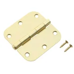 Hardware Essentials 3-1/2 in. Satin Brass Residential Door Hinge, 5/8 in. Round Corner, Full Mortise (9-Pack) thumbnail 2