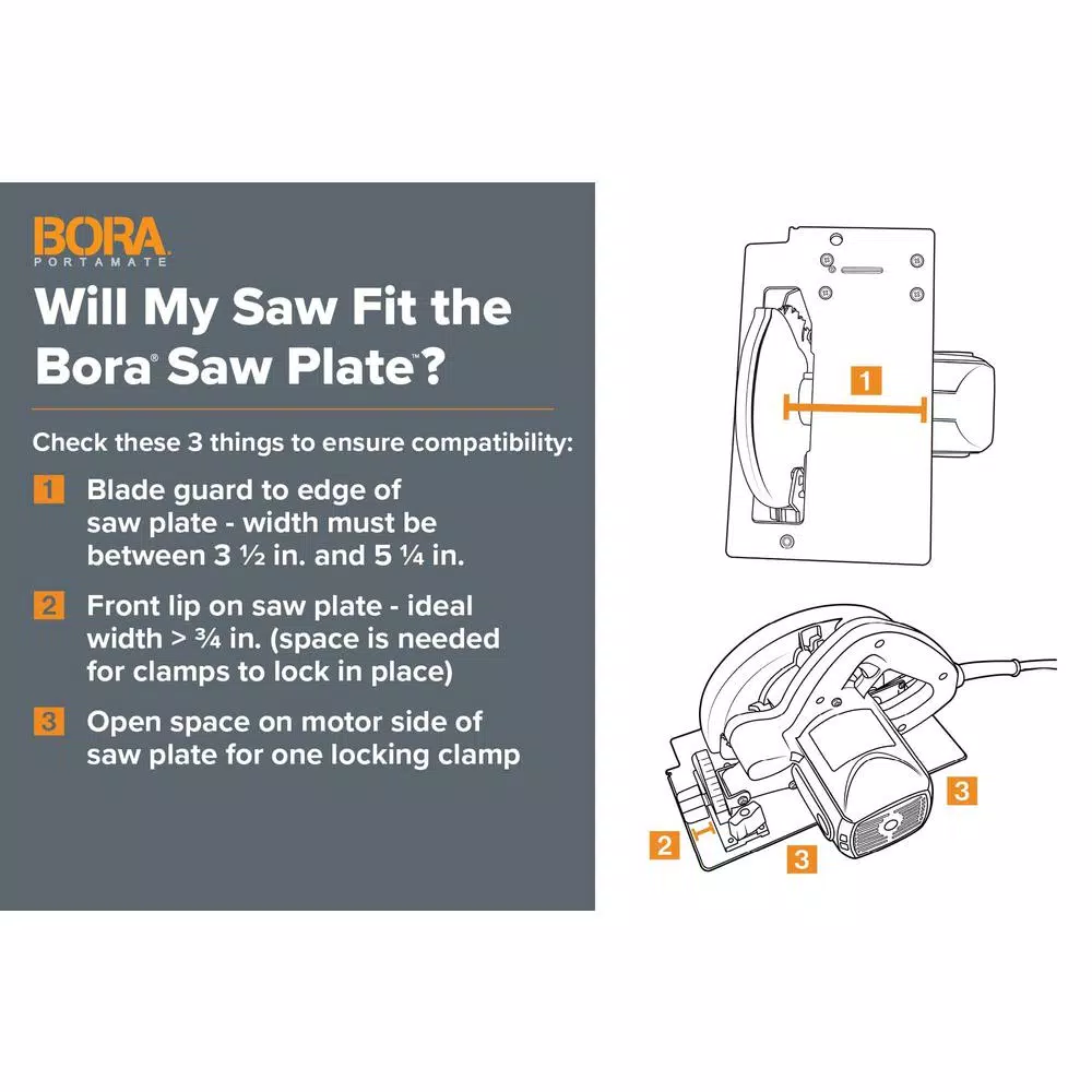 BORA Rip Guide Combo Saw Plate and Rip Handle Set
