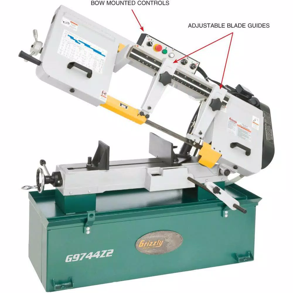 Grizzly Industrial 1.5 HP Metal-Cutting Horizontal Bandsaw, 10" x 18" Capacity with Coolant System