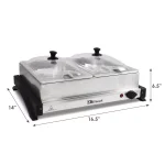 Elite Gourmet 2.5 Qt. Stainless Steel Buffet Server with 2 Crocks and Warming Tray thumbnail 3