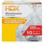 HDX 10 Gallon Clear Waste Liner Trash Bags, 0.31 Mil High-Density Polyethylene, 250 Count thumbnail 1