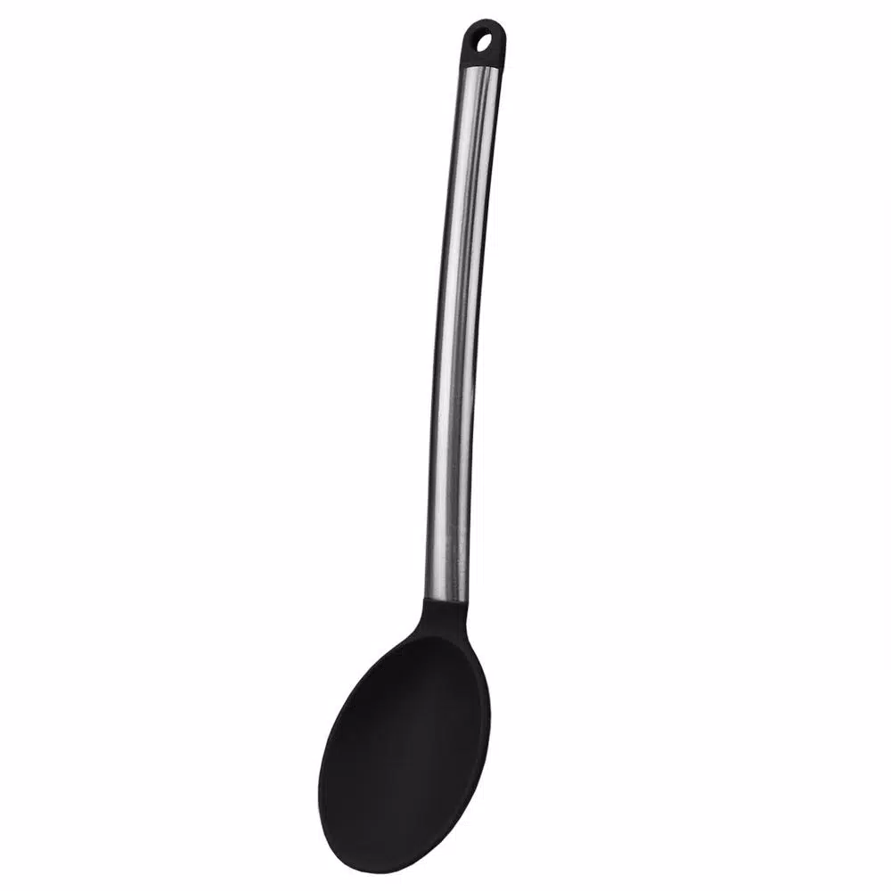 Unbranded Stainless Steel and Silicone Solid Spoon - Black