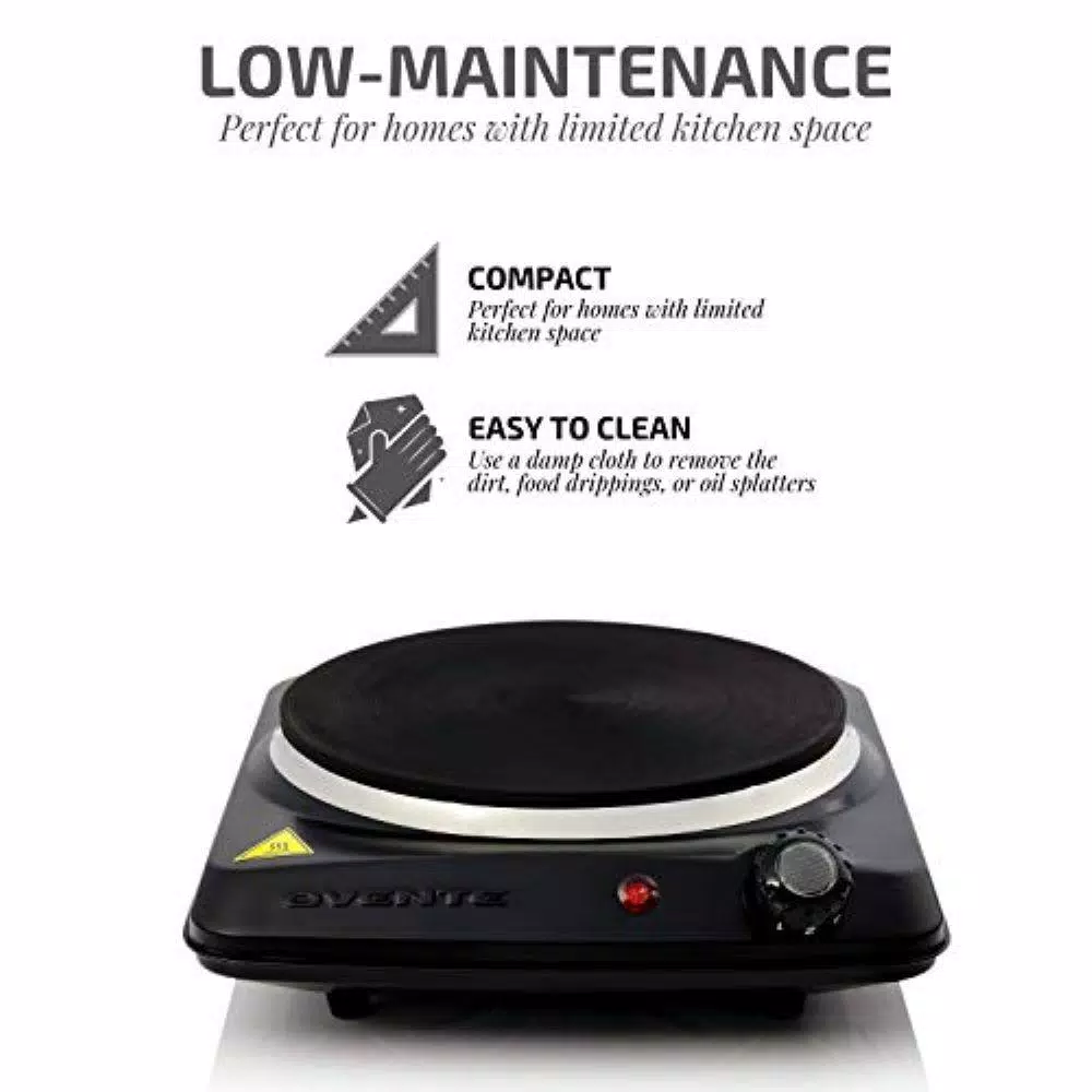 Ovente 1000W Single Burner Hot Plate, 7-in. Cast-Iron Infrared Ceramic Glass Electric Burner with Temperature Control