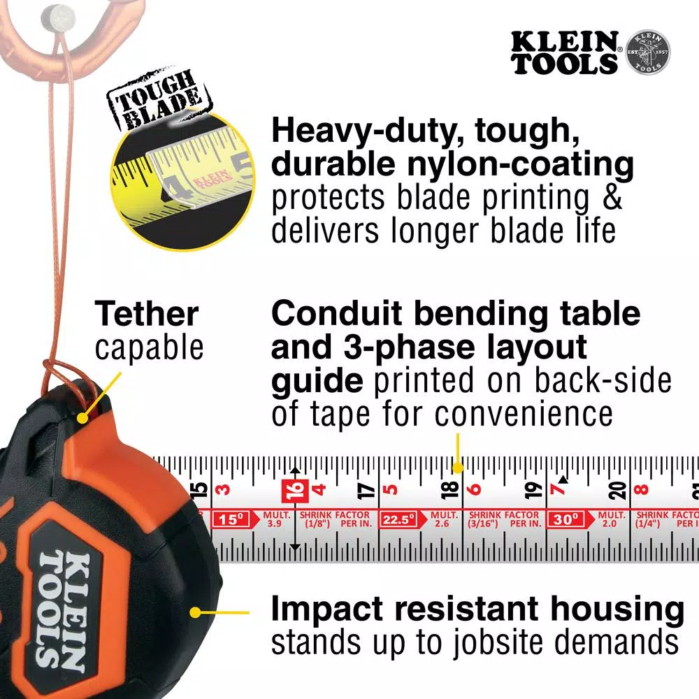 Klein Tools 16 ft. Magnetic Double-Hook Tape Measure with 13 ft. Standout