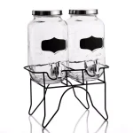 Style Setter Blackboard Glass Beverage Dispensers with Metal Stand, Set of 2 thumbnail 1