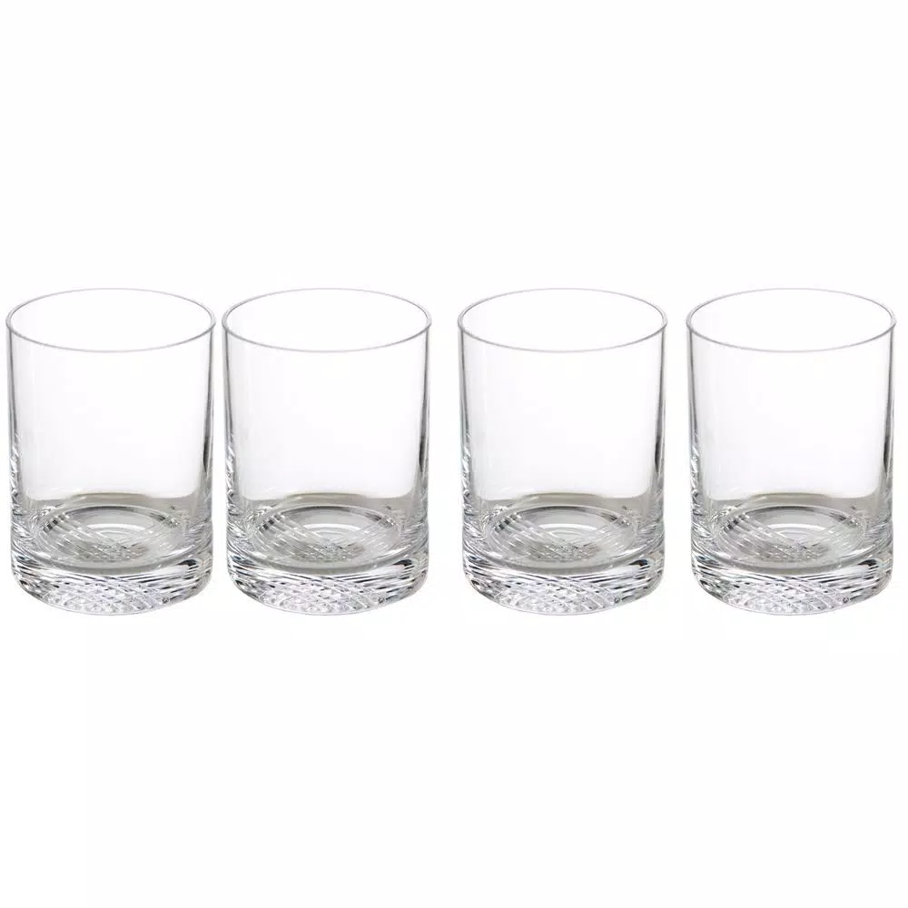 Abigails New Orleans Double Old-Fashioned Whiskey Glass Set of 4, 16 oz, Clear Glass