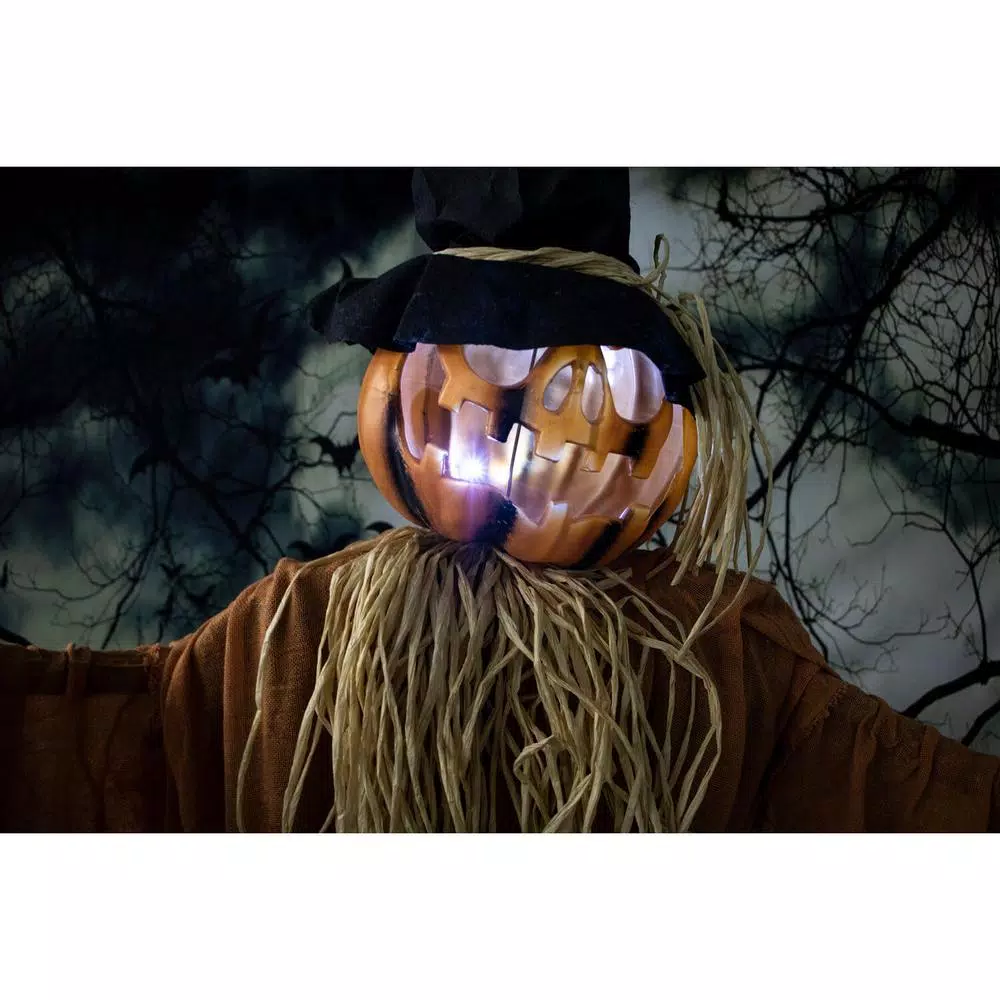 Haunted Hill Farm 6 ft. Animatronic Moaning Jack-O-Lantern Scarecrow Halloween Prop