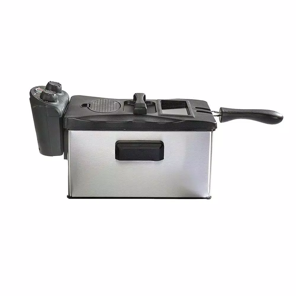 Elite Gourmet Elite 3.5 Qt. Immersion Deep Fryer, 1500W Stainless Steel Electric Fryer with Adjustable Thermostat