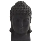 Nearly Natural Black Stone Buddha Head Statue - Indoor/Outdoor Bohemian Zen Decor thumbnail 1