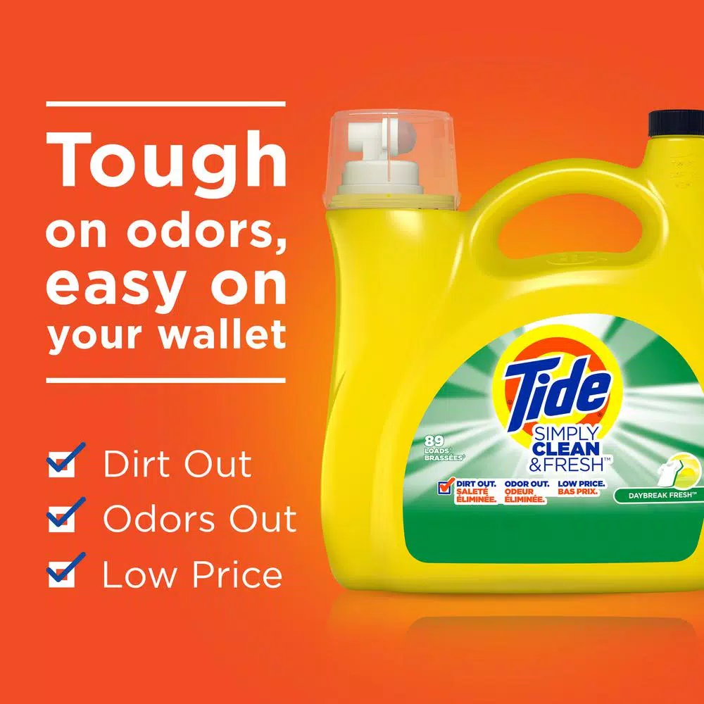 Tide Simply Clean and Fresh Liquid Laundry Detergent, Daybreak Fresh, 138 oz (89 Loads)