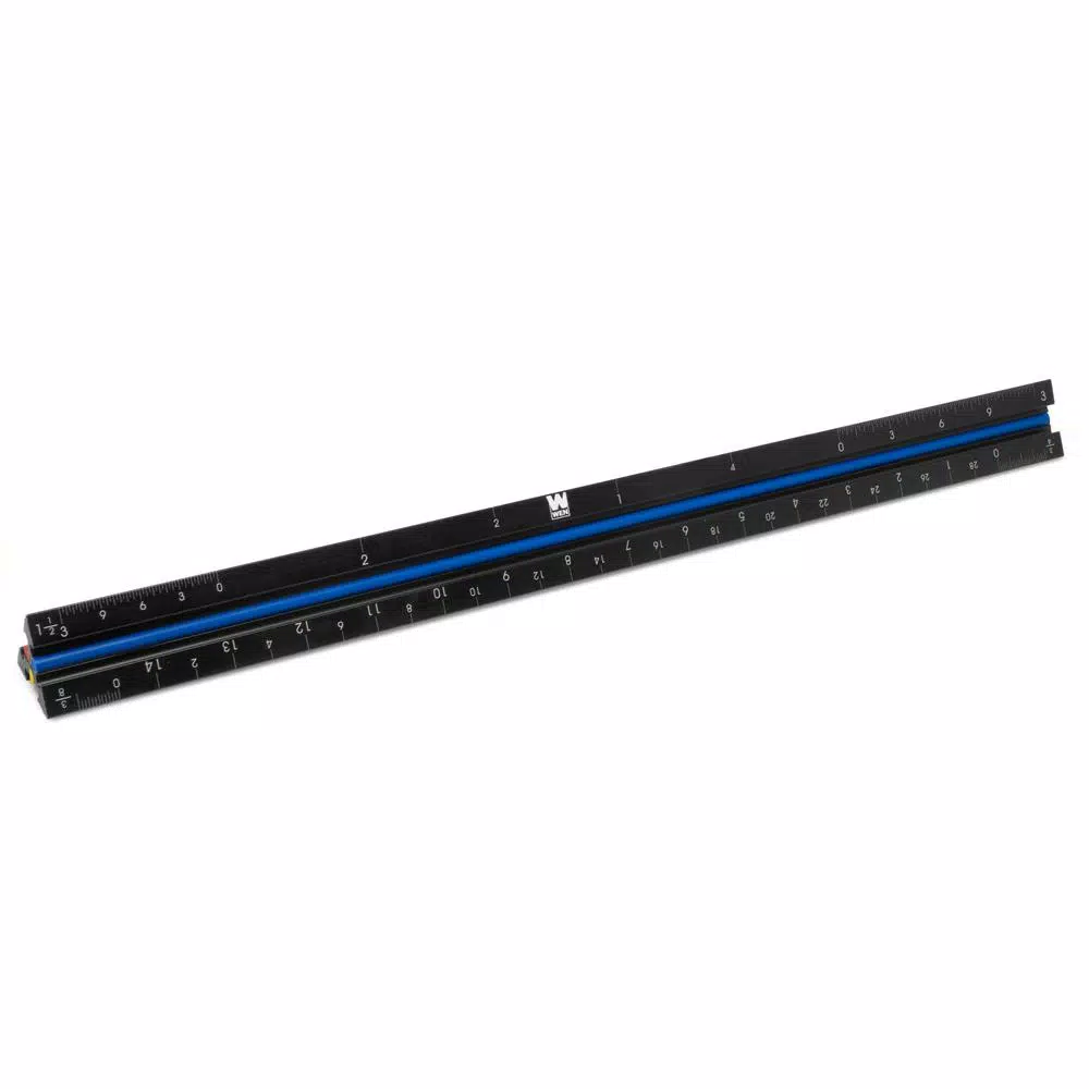 WEN 12 in. Aluminum Triangular Architect Ruler with Laser-Etched Imperial Scales