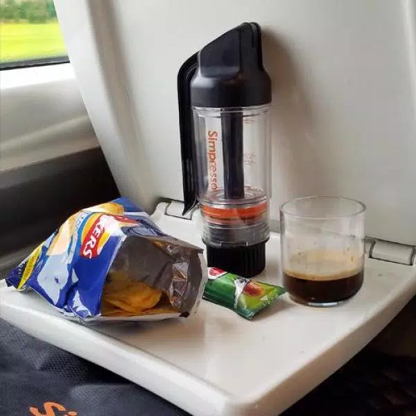 Simposh Simpresso Portable Espresso Machine - Hand Powered Travel Coffee Maker with NS Capsule & Ground Coffee Compatibility