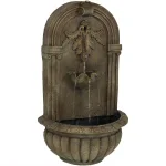 Sunnydaze Decor Florence Florentine Stone Electric Outdoor Wall Fountain, Gold thumbnail 1