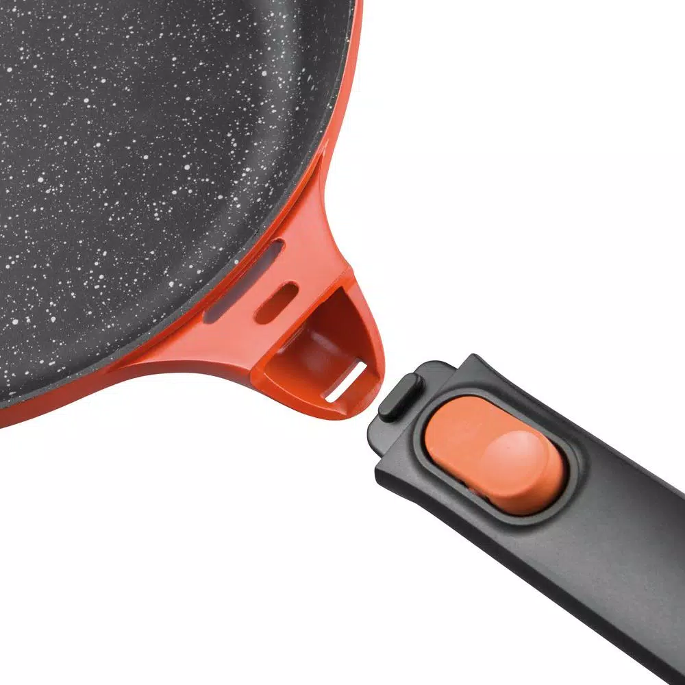 BergHOFF GEM Stay Cool 3.5 qt. Cast Aluminum Nonstick Saute Pan with Glass Lid, Orange