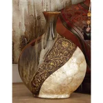 LITTON LANE 14 in. Mediterranean Ceramic and Capiz Shell Urn Vase - Brown and Gold thumbnail 8