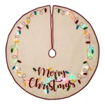 Glitzhome 48 in. LED Embroidered Linen Christmas Tree Skirt - Merry Christmas thumbnail 1