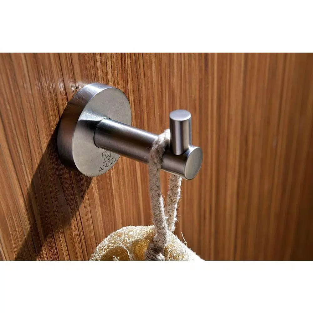 ANZZI Caster Series Single Robe Hook, Brushed Nickel, Wall Mounted