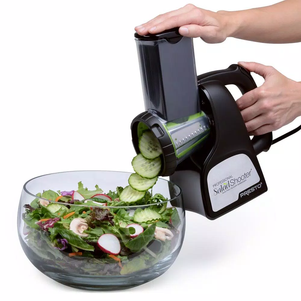 Presto Saladshooter Professional 114W Electric Food Slicer and Shredder, Black