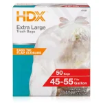HDX 50 Gallon Extra Large Clear Trash Bags, 1.1 Mil Thick, 50 Count thumbnail 1