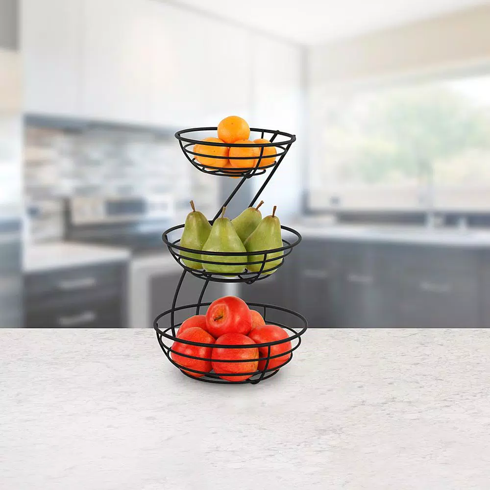 Spectrum Diversified Euro Arched 3-Tier Steel Fruit Basket & Countertop Organizer