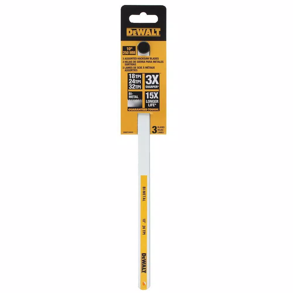 DEWALT 10 in. Bi-Metal Hacksaw Blade 3-Pack (18, 24, 32 TPI)